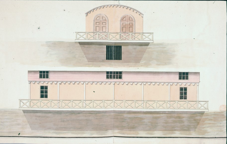 Elevation of George III’s bathing machine at Weymouth, ca. 1792. (By permission of the British Library Board)