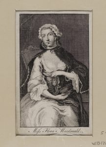 Flora Macdonald (1722-1790); Jacobite Heroine 5 1/2x 3 3/8 Portrait of Flora Macdonald seated, holding a miniature of Prince Charles on a ribbon.