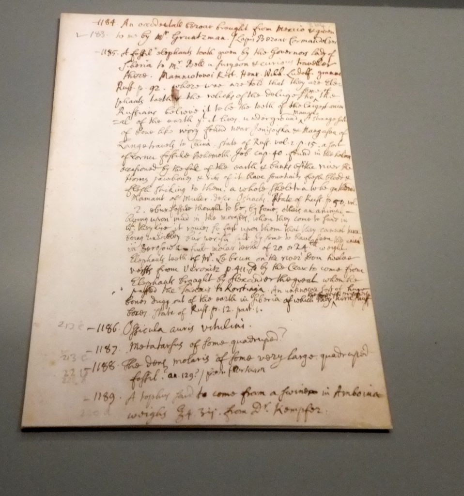 Colour photo of a page from a catalogue of Han Sloane.